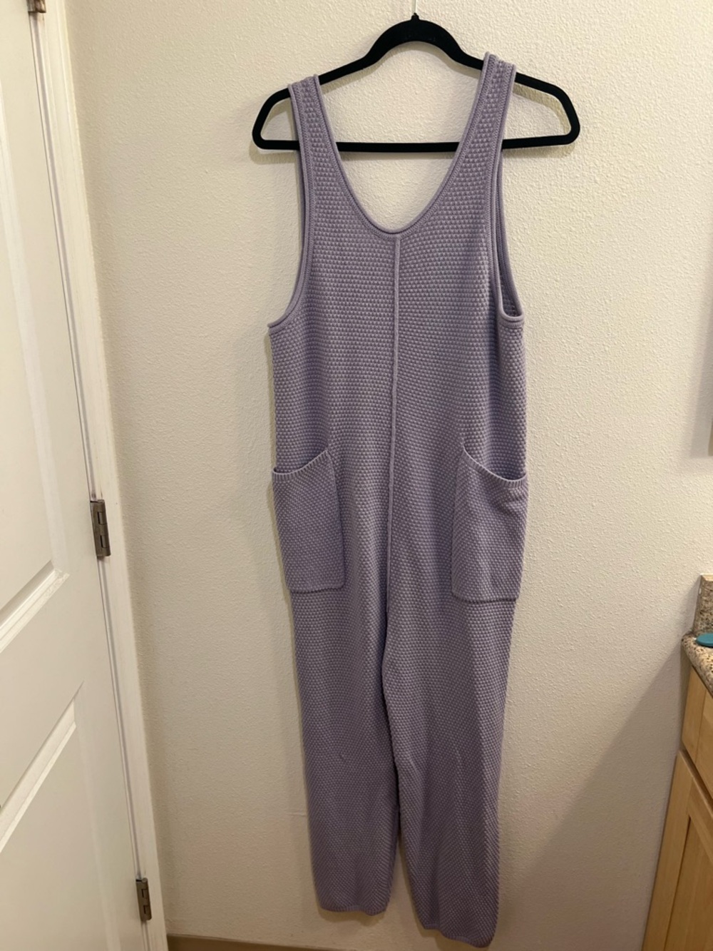 NWT Free People FP Beach Hailee Sweater Jumper Purple Cotton Jumpsuit XS Relaxed - Picture 2 of 5